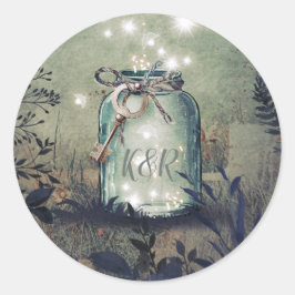 Adesivo Redondo Love Key Mason Jar Rustic Woodland Casamento