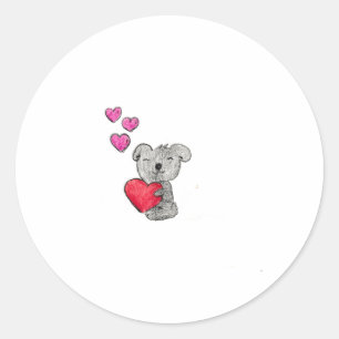 Adesivo Redondo Love Koala Bear