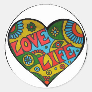 Adesivo Redondo Love Life Sticker