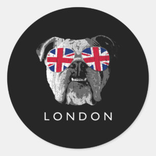 Adesivo Redondo Love London English Bulldog Uk Flag Sungles Souven