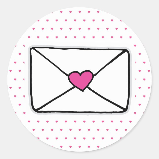 Adesivo Redondo Love Mail Heart Envelope Snail Mail (Frente)