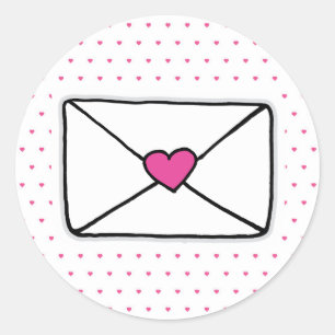 Adesivo Redondo Love Mail Heart Envelope Snail Mail