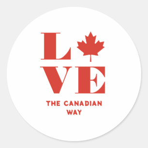 Adesivo Redondo Love Maple Folha Diversão Canadiana Texto Personal