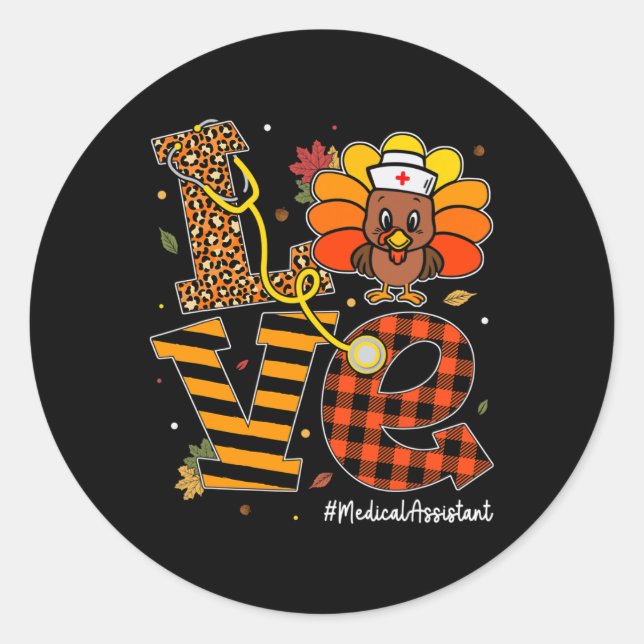 Adesivo Redondo Love Medical Assistant Life Fall Nurse Turquia Tha (Frente)