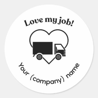 Adesivo Redondo Love My Job Truck Driver Heart Personalizable