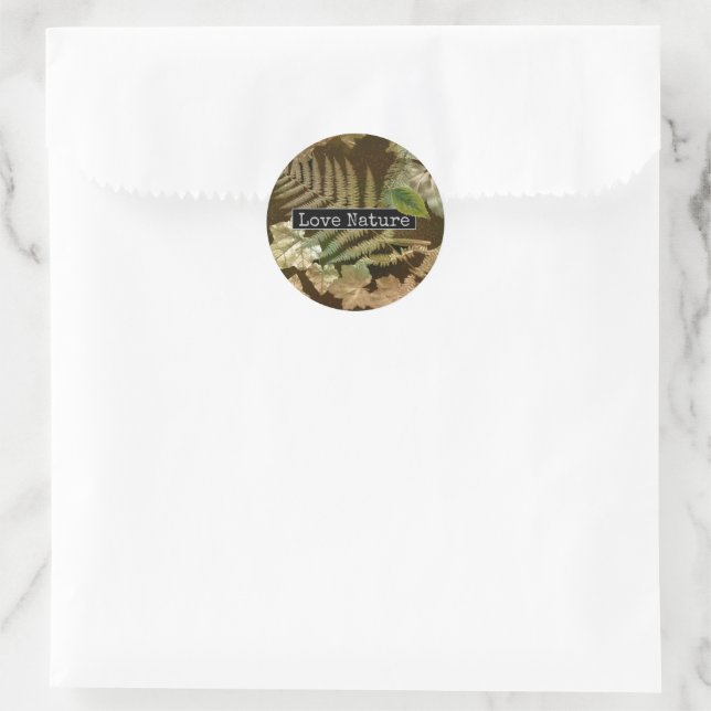 Adesivo Redondo Love Nature Leafs and Ferns (Bolsa)