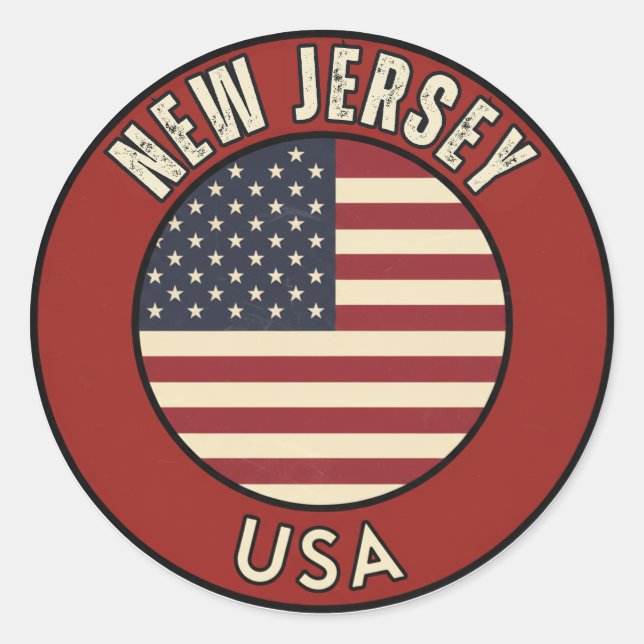 Adesivo Redondo Love New Jersey - Cute NJ State Souvenir (Frente)