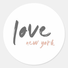 Adesivo Redondo Love New York | NYC EUA Modern Wanderlust rosa