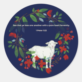 Adesivo Redondo Love One Another | Lamb & Floral Round Sticker