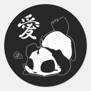 Adesivo Redondo Love Panda Stickers