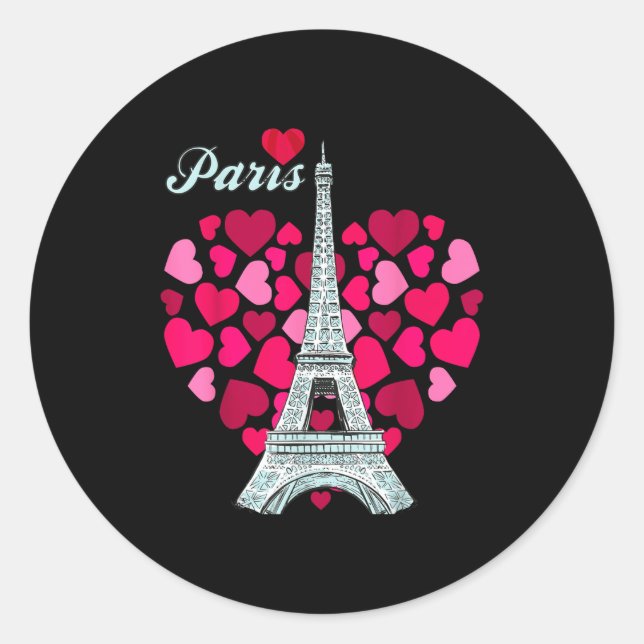 Adesivo Redondo Love Paris Heart Eiffel Tower Souvenir France Fren (Frente)