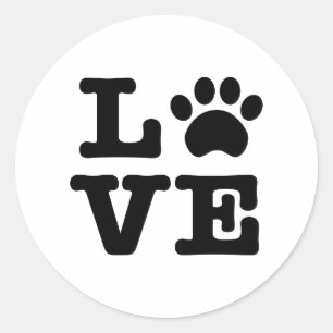 Adesivo Redondo Love Paw Print Stick