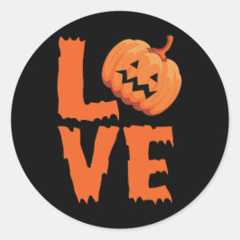 Adesivo Redondo Love Pumpkin Halloween Sticker Design