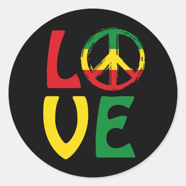 Adesivo Redondo LOVE Reggae with peace symbol (Frente)