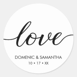 Adesivo Redondo Love Script Siimple Chic Wedding