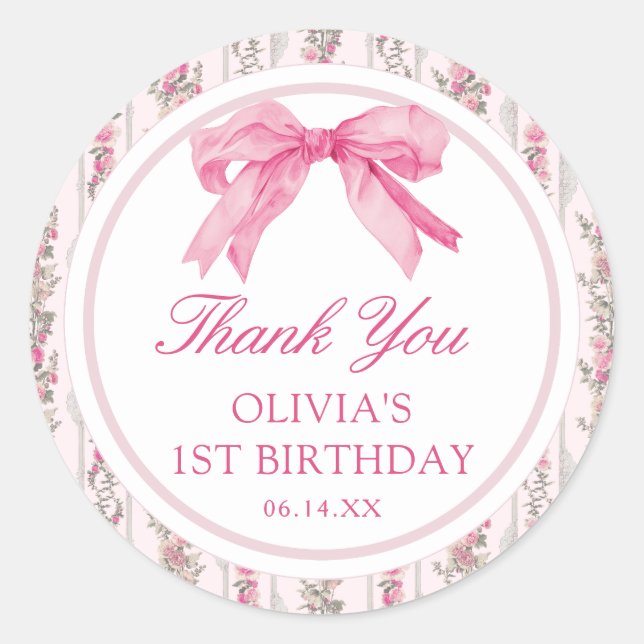 Adesivo Redondo Love Shack Coquette Obrigado (Frente)