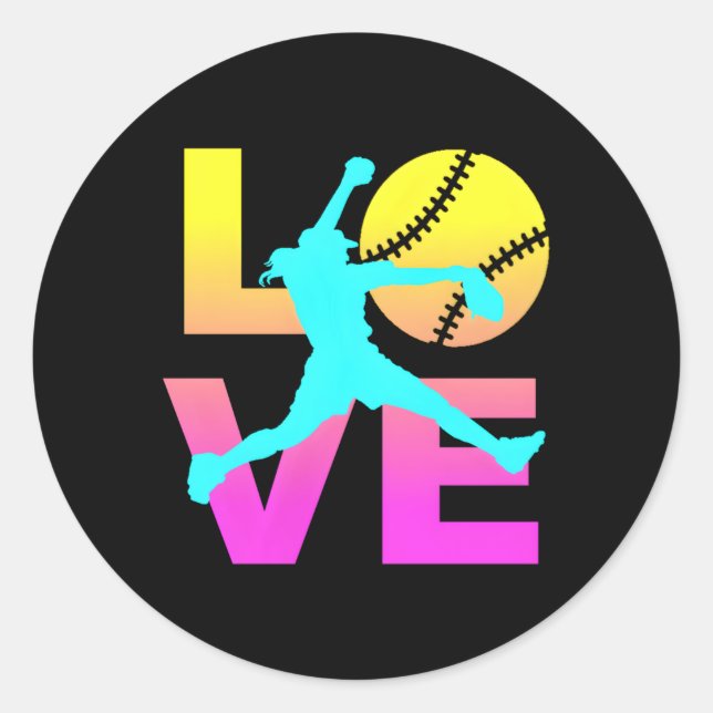 Adesivo Redondo Love Softball N (Frente)