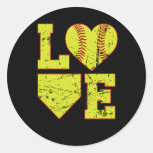 Adesivo Redondo Love Softball Softball For