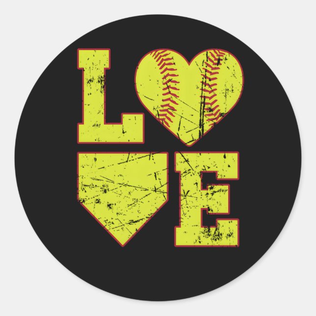 Adesivo Redondo Love Softball Softball For (Frente)