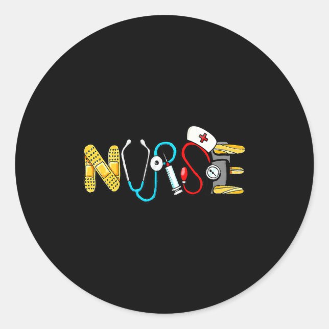 Adesivo Redondo Love Stethoscope Nurse Life Valentine Day Women  (Frente)