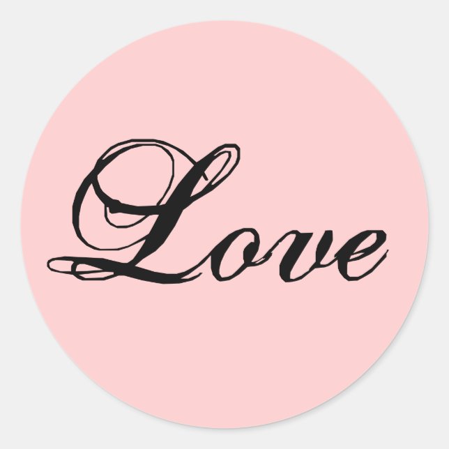 Adesivo Redondo Love Sticker_Black em Bebê Rosa (Frente)