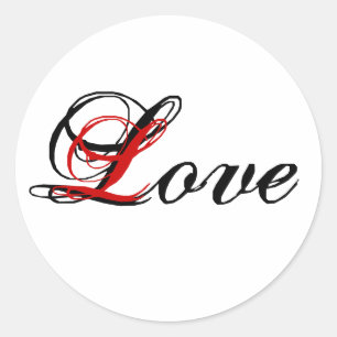 Adesivo Redondo Love Sticker Black Red and White