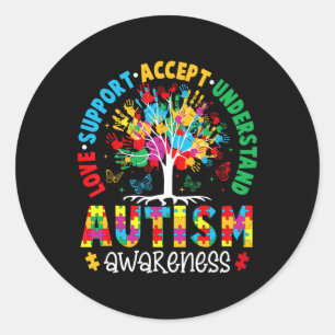 Adesivo Redondo Love Support Accept Entenda Autismo Sensibilização