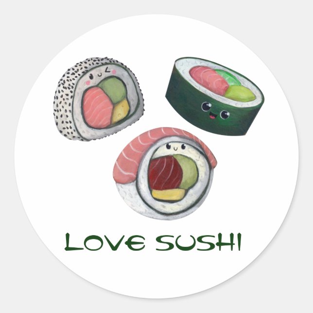 Adesivo Redondo Love Sushi (Frente)