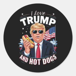 Adesivo Redondo Love Trump And Hot Dogs - Conservador Hilário