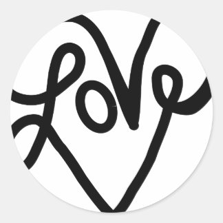 Adesivo Redondo Love Typografia Text Art