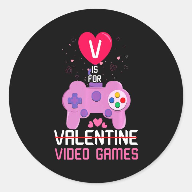 Adesivo Redondo Love Video Game Gamer Gaming Hearts Day Happy Vale (Frente)