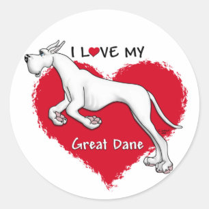 Adesivo Redondo Love White Great Dane