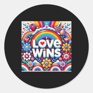 Adesivo Redondo Love Win Art Camisetas Sticker