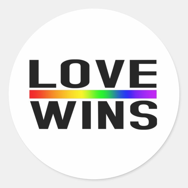 Adesivo Redondo Love Wins - LGBTQ+ Pride  (Frente)