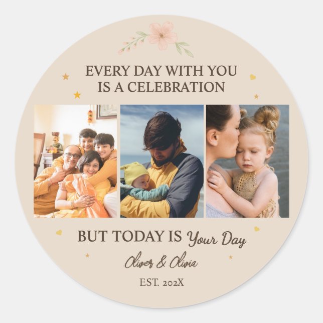 Adesivo Redondo Love You Always – Son & Daughter 3-Photo sticker (Frente)