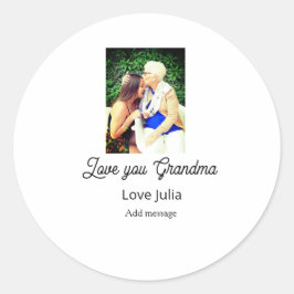 Adesivo Redondo Love you Grandma photo name love message grandkids