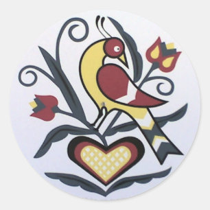 Adesivo Redondo Lovebird do Hex de Amish