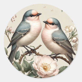 Adesivo Redondo LoveBird Floral Round Engagement Party Sticker