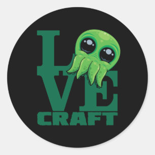 Adesivo Redondo Lovecraft Baby Cthulhu Design - Amor Cute Louco
