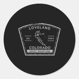Adesivo Redondo Loveland Colorado Snow Skiing