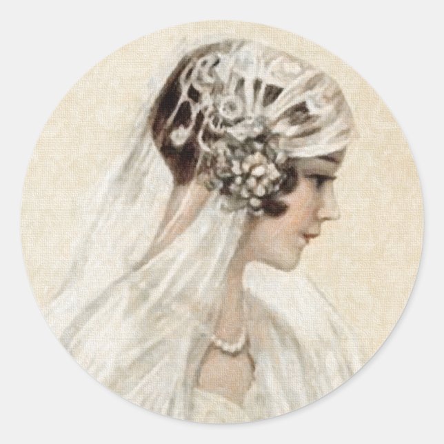 Adesivo Redondo Lovely Vintage Bride (Frente)