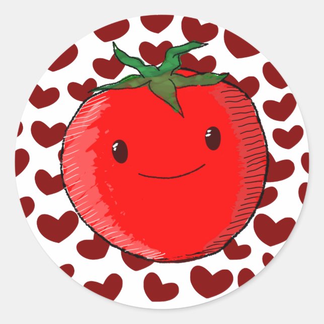 Adesivo Redondo Lover de Tomate de Cartoon Bonito (Frente)