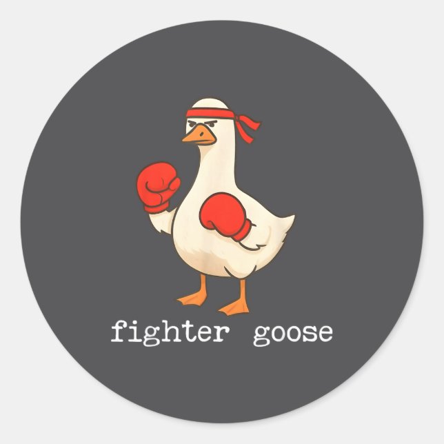 Adesivo Redondo Lover Goose And Fighter Goose, Funny Couple Goose  (Frente)