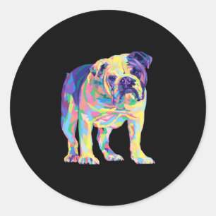 Adesivo Redondo Lover Oferece Bulldog Colorful English Bulldog Men
