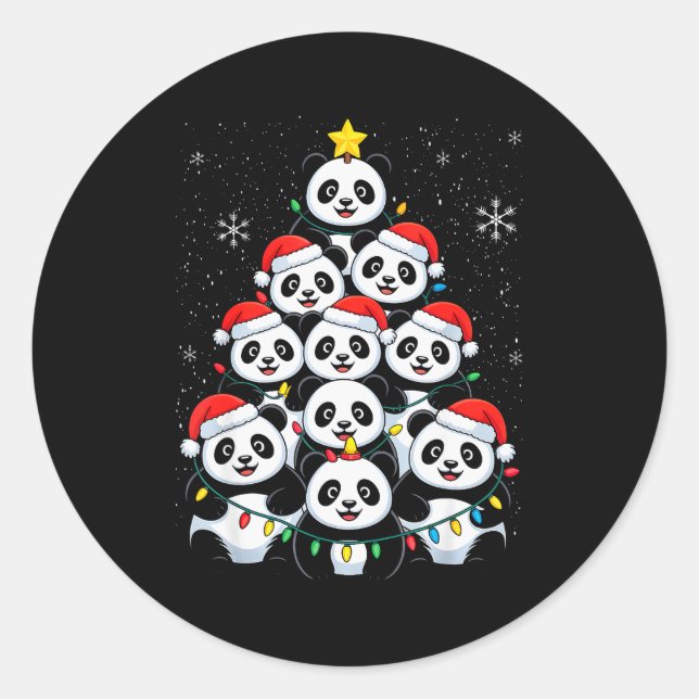 Adesivo Redondo Lover Xmas Panda Christmas Tree  (Frente)