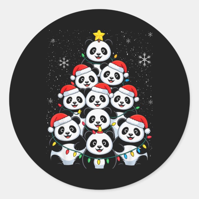 Adesivo Redondo Lover Xmas Panda Christmas Tree T Shirt  (Frente)