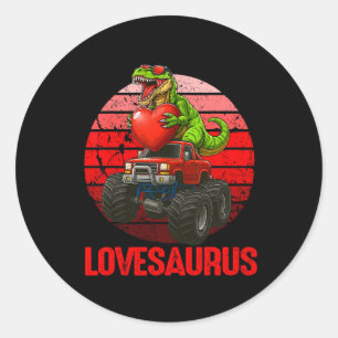 Adesivo Redondo Lovesaurus Dinossauro Caminhão Monstro do Dia dos 