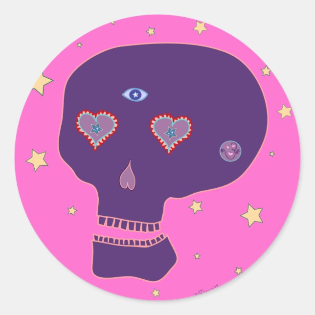 Adesivo Redondo LoveSkull Sticker (Frente)