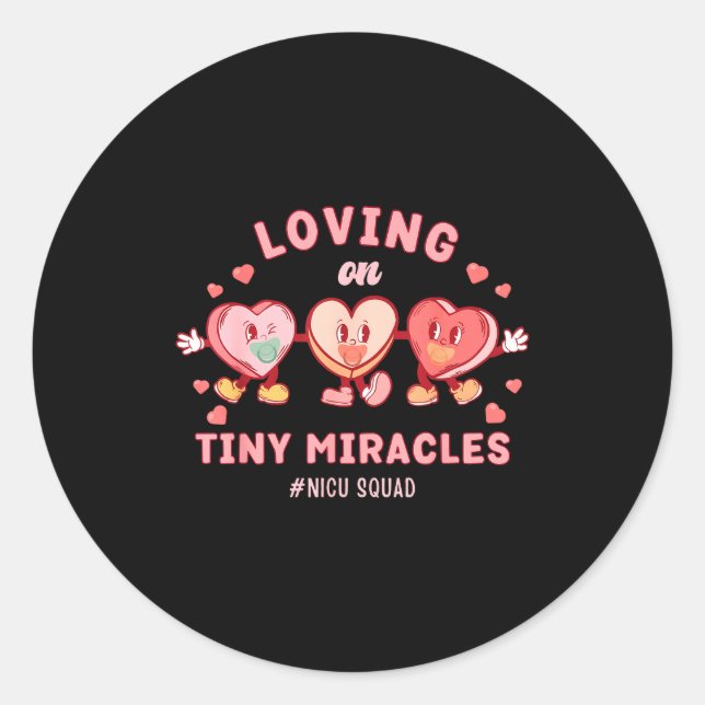 Adesivo Redondo Loving On Tiny Miracles Nicu Squad Valentines Neon (Frente)