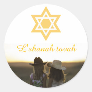 Adesivo Redondo L'shanah Tovah Rosh Hashanah Star de David